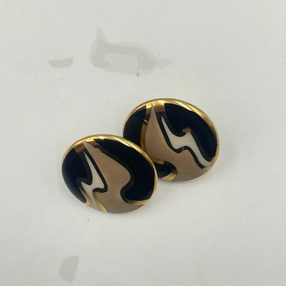 Vintage VTG Gold Tone‎ Dangle Earrings Long Bar Clear Stone Evil Eye Teardrop